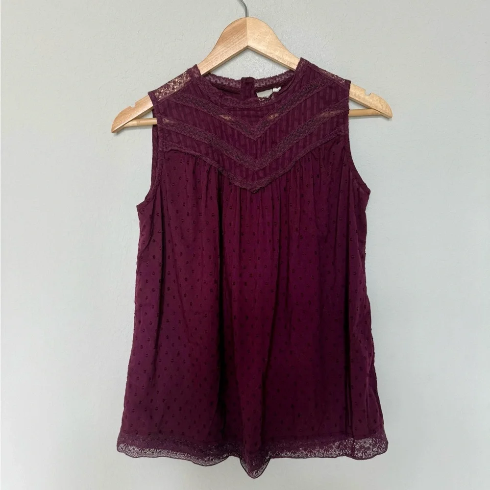 Anthropologie Seen Worn Kept Lace Detail Sleeveless Blouse - Picture 1 of 8